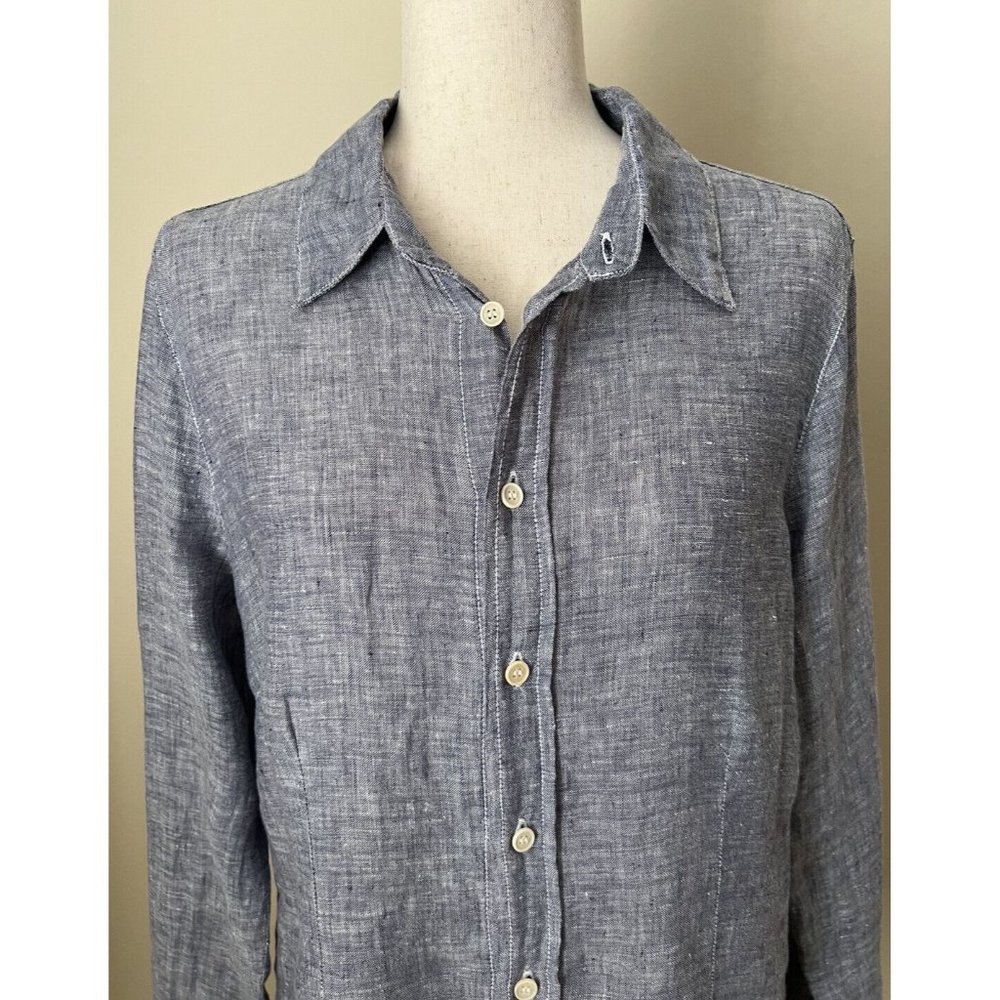 CP Shades Button Down Tunic Top Size L Minimalist Oversized Lagenlook 100% Linen